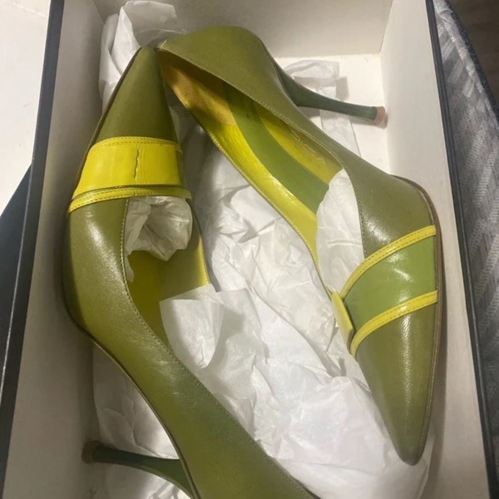 Via Spiga Green and Yellow Heels